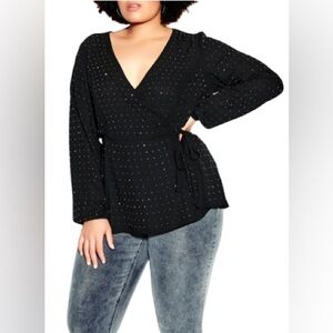 NWOT  City Chic Bling Flirt Embellished Wrap Blouse (Plus Size)